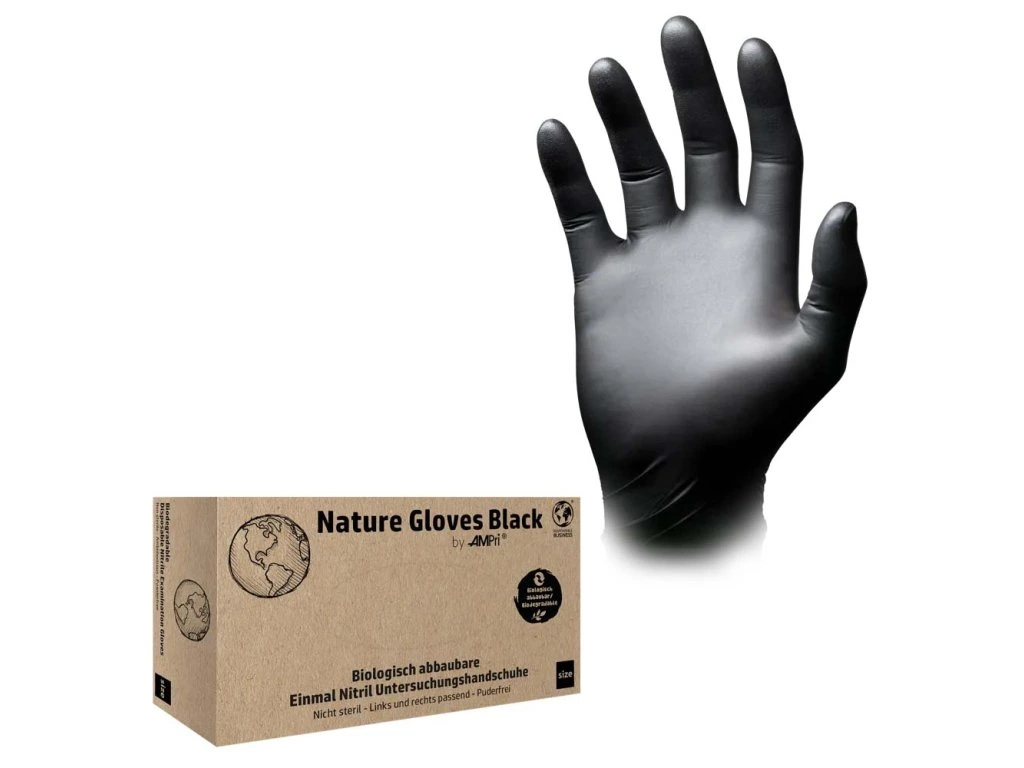 Nitrilové rukavice biologicky odbúrateľné Nature Gloves Black 100ks
